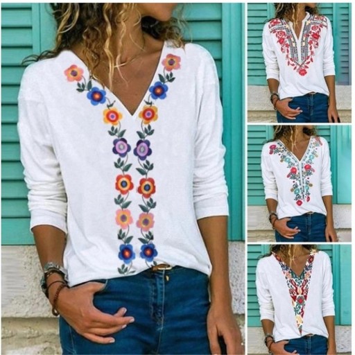 Top feminino com flores A886