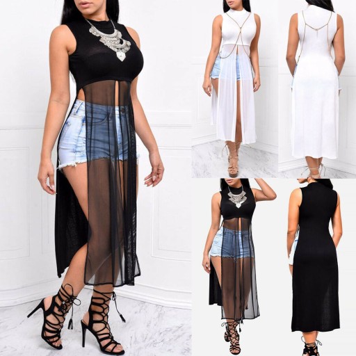 Top longo feminino transparente