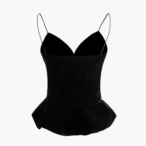 Top nero da donna con spalline a spaghetti