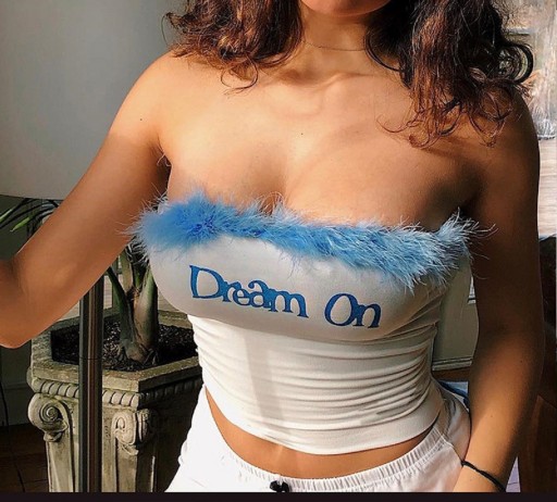 Top sin tirantes peludo para mujer