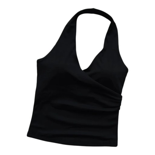 Top sportivo da donna con scollo a V e schiena scoperta, con taglio allungato per yoga e fitness