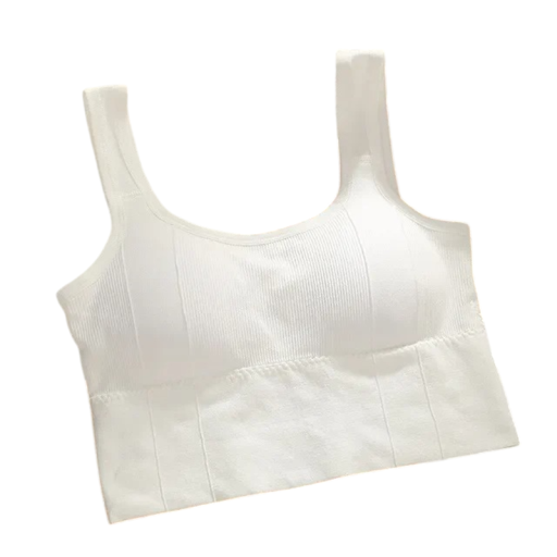 Top sportivo da donna con spalline larghe e motivo a coste taglia universale cotone per fitness esercizi e uso quotidiano