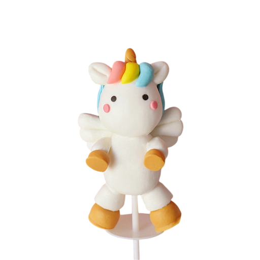 Tortendeko Einhorn mit Flügeln 7,3 cm Tortenfigur Märchenhaft für Kinderparty Buntes Einhorn Fantasy Motiv