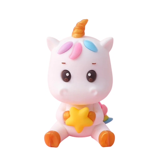 Tortendeko mit Einhorn hält einen Stern 6,5 cm Tortenfigur Sitzendes Einhorn mit Stern Regenbogendeko für eine Feier
