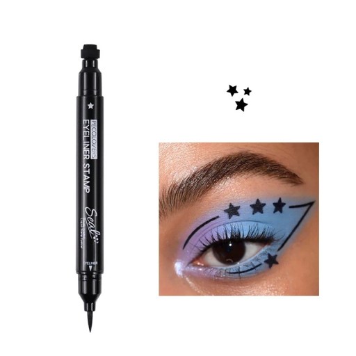Tosidet flydende eyeliner 2i1 vandafvisende sort pen med stempel i stjernemønster til præcise linjer og dekorative makeupmotiver