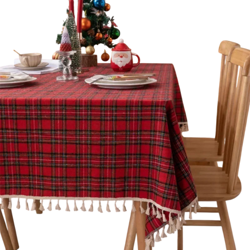 Tovagliolo di Natale a quadretti con frange 60 × 60 cm Tovagliolo colorato intrecciato rosso tovagliolo decorativo per la tavola domestica e decorazione festiva
