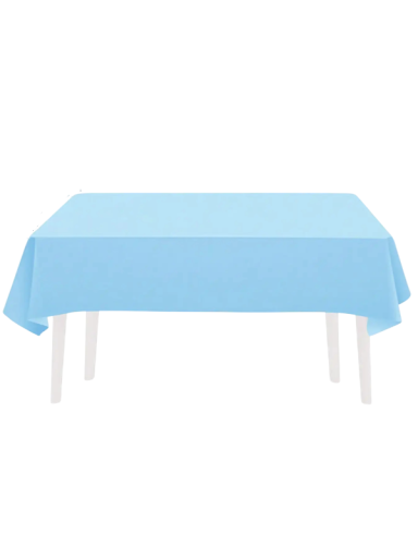 Tovagliolo usa e getta per tavolo 274 × 137 cm Tovagliolo da festa monocolore azzurro chiaro Copertura in plastica per tavolo per feste di compleanno e decorazioni