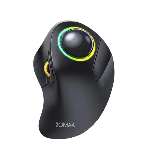 Trackballová myš Jomaa RGB podsvícení Bluetooth 4,4 cm trackball 11×17×5,5 cm ergonomické ovládání pro gaming i práci