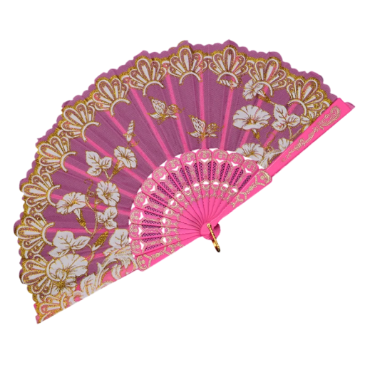 Tradiční čínský vějíř 42,5 x 23 cm Dekorativní vějíř z plastu a látky Elegantní doplněk Orientální styl Domácí výzdoba Sběratelský kousek