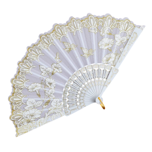 Traditionel kinesisk vifte 42,5 x 23 cm Dekorativ vifte lavet af plastik og stof Elegant tilbehør Orientalsk stil Boligindretning Samlerobjekt