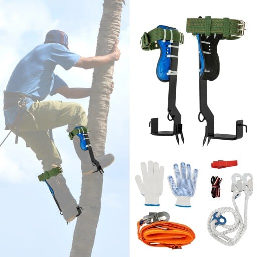 Trädklättringsset med en belastning på 100 kg, rep 2 m, remmar 2 m och 40 cm, pedaler 10,5×5 cm, flerfärgad för arboristiskt bruk