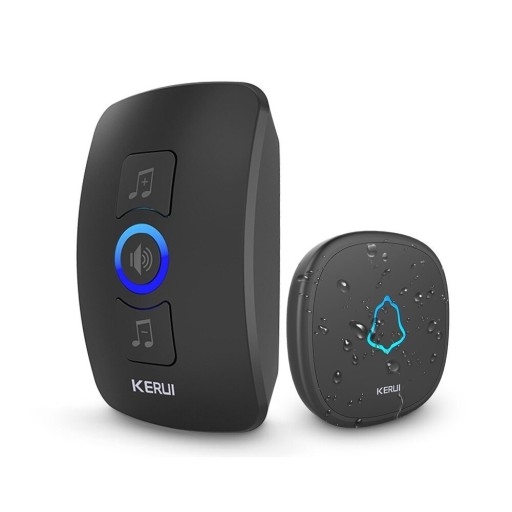 Trådlös dörrklocka 93 x 59 x 18 mm Set med vattentålig knapp IP65 32 melodier LED-signal