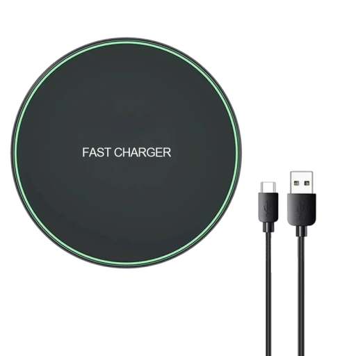 Trådløs hurtigoplader 30W sort med LED-indikator 1m Type C-kabel i pakken stabil hurtig telefonopladning kompatibel med flere mærker