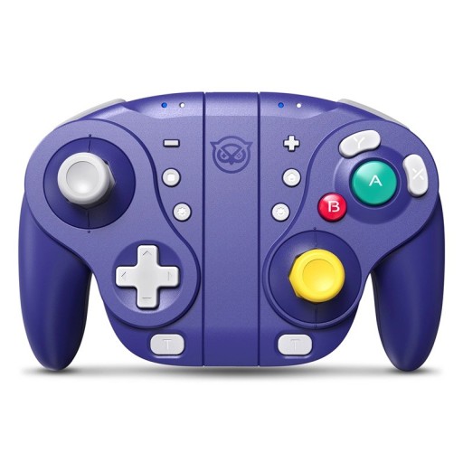 Trådløs lilla spillecontroller med præcise sensorer, kontaktløs teknologi, analoge joysticks, vibrationsfeedback, programmerbare knapper