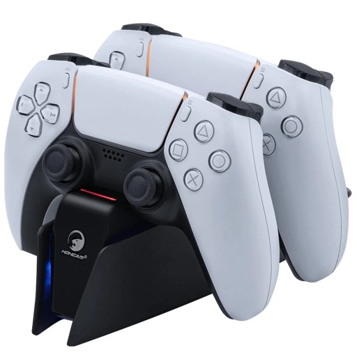 Trådløs opladningsstation til PS5 DualSense controllere, dual hurtigopladningsdock med LED indikatorer for opladning af spillecontrollere
