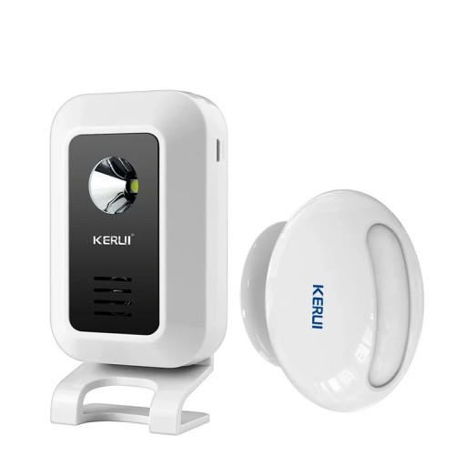 Trådlös rörelsesensor och dörrklocka 433 MHz med 32 melodier, LED nattlampa och alarm, räckvidd 150 m, vit, för hem och butik