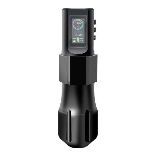 Trådløs tatoveringspen 13,6 x 3,4 cm sort lydløs tatoveringsmaskine 12 V 10500 o/min justerbar slaglængde LCD-skærm USB-C opladning