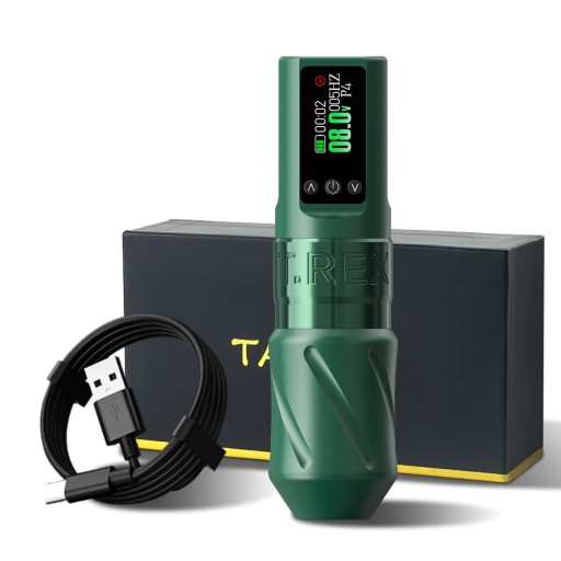 Trådløs tatoveringspen T-REX V1 S med børsteløs motor, slag 3,5 mm, 1600 mAh, spænding 4-12 V og display til tatovering og skygge