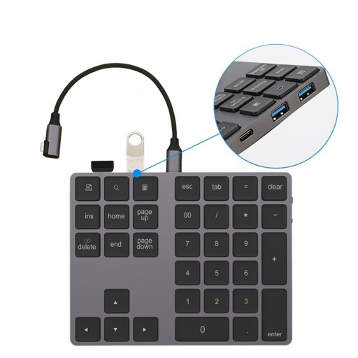 Trådløst numerisk tastatur USB HUB