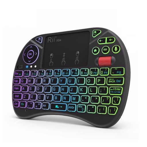 Trådløst tastatur med touchpad og regnbuefarvet baggrundsbelysning