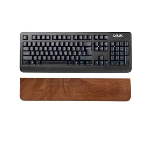 Træ håndledsstøtte 39 x 8 x 2 cm af massivt valnød Ergonomisk støtte 7° til mekanisk tastatur med 98 taster