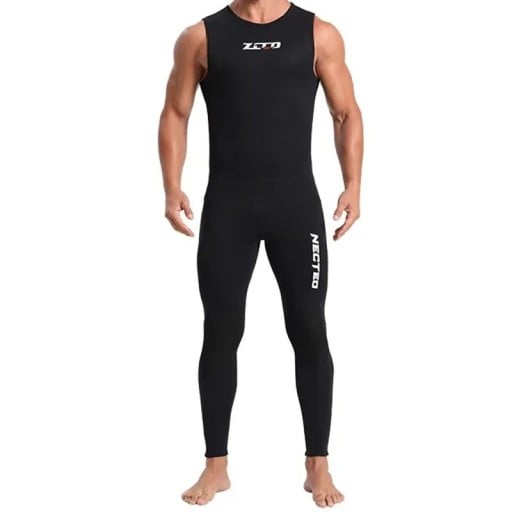 Traje de neopreno para hombre de 3 mm, de cuerpo completo y sin mangas, para natación, surf, buceo y otras actividades acuáticas, negro