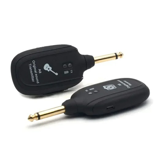 Transmisor y receptor inalámbrico A8 para guitarra eléctrica, color negro, para transmisión de audio inalámbrica, fácil conexión, accesorios para guitarra.