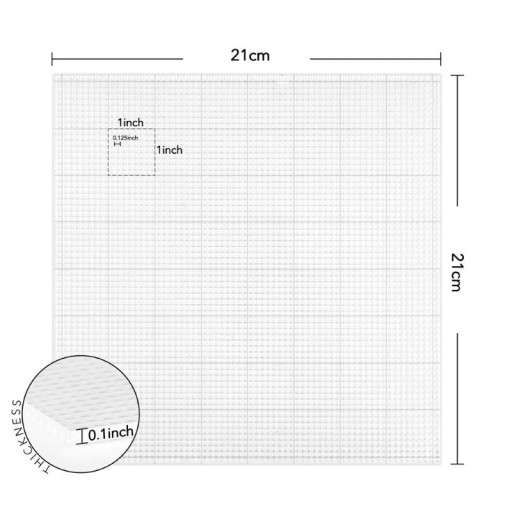 Transparante fotopolymeer ondergrond met raster 21 × 21 cm laagplakkerige werkondergrond voor sjabloneren en nauwkeurig creëren