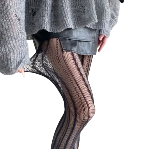 Transparante gebreide panty&#39;s voor dames Fijne panty&#39;s met breipatroon Stijlvolle doorschijnende kousen voor dames