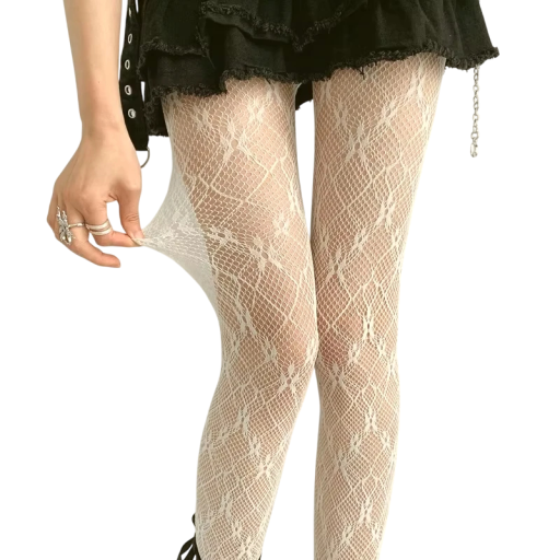 Transparante kanten panty&#39;s met bloemenmotief voor dames, elegante panty&#39;s met bloemenpatroon, sexy visnetkousen voor jurken