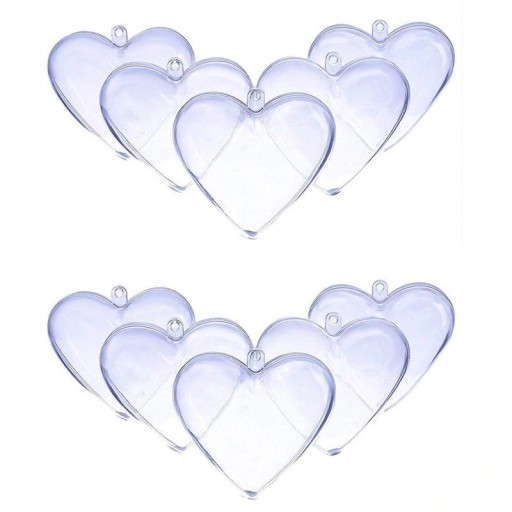 Transparent julhjärtdekoration 10 st