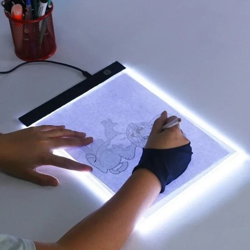 Transparent LED-lystavle A5 24 x 15 cm til tegneteknik med Micro USB-baggrundsbelysning. Tegneskabeloner. Hobbygaver til børn og voksne.