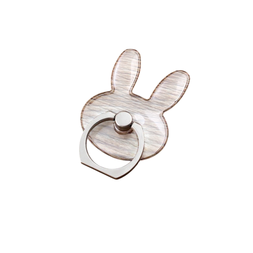 Transparent Mobile Holder with Ring Rabbit Design Plastic Phone Stand Ring Grip for Easy Handling of Mobile