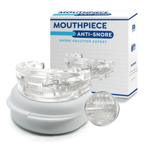 Transparent mundstykke mod snorken, anti-snorken mundprop, justerbar mundbeskytter mod snorken med etui, tandbeskytter 6,8 x 2,5 cm