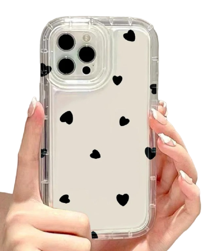 Transparent Protective Case with Black Hearts Design for Samsung Galaxy A14 5G