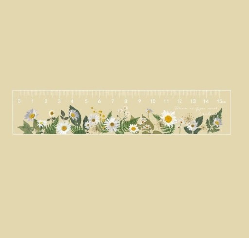 Transparent Ruler with Floral Print 15 cm Floral Transparent Ruler Straight Ruler with Floral Motif