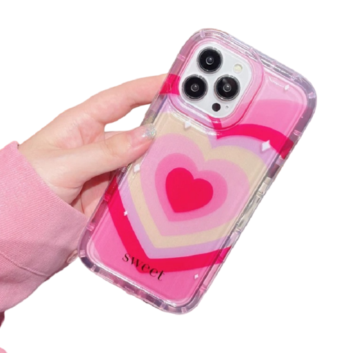 Transparent skyddsfodral med rosa hjärtmotiv för Samsung Galaxy A14 5G