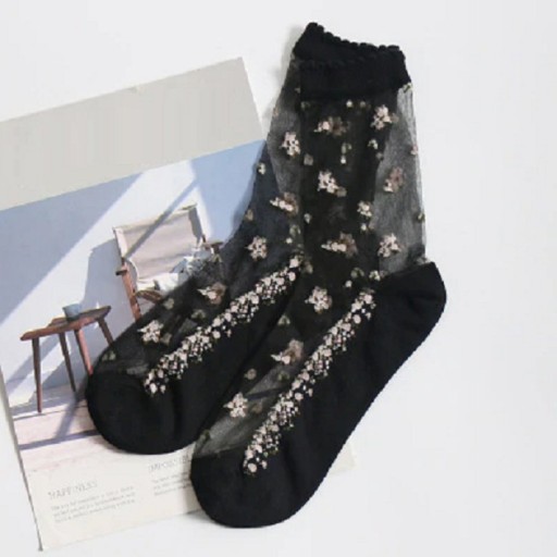 Transparente Damensocken Black