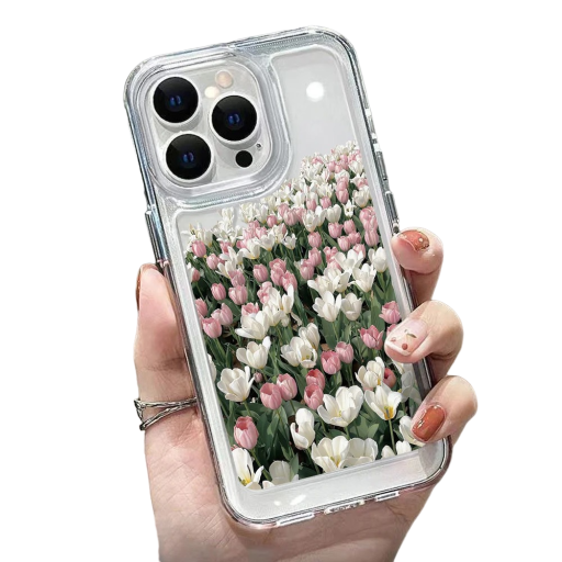 Transparente Schutzhülle für iPhone 15 Pro Max, Tulpen