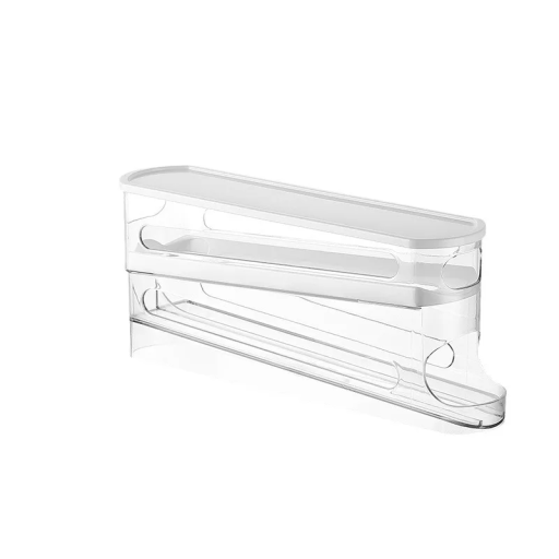 Transparenter doppelschichtiger Eierhalter für den Kühlschrank, automatischer Spender, Leiterstil, faltbarer Organizer, Aufbewahrungsbox, tragbarer Raum