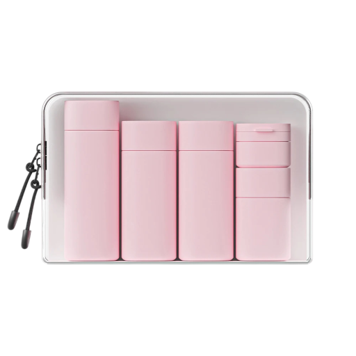 Travel Set of Plastic Bottles Various Volumes 100 ml 80 ml 50 ml 15 ml Plastic Transparent Case Liquid Organisation for Travel