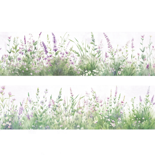 Trávníková páska s květinovým motivem 5 cm x 2 m PET zelenofialová pro dekoraci rostlin květináčů scrapbook tvoření