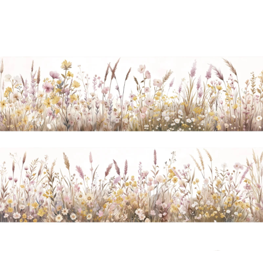 Trávníková páska s lučním květinovým motivem 5 cm x 2 m PET pastelová pro dekoraci rostlin květináčů scrapbook tvoření