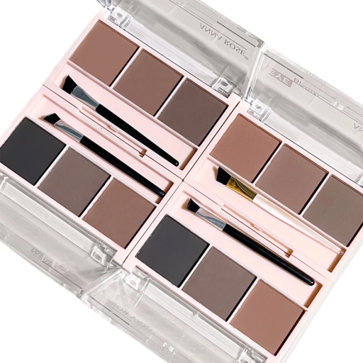 Trefärgad ögonbrynsskugga med puder och borste, 5 g palett för att forma och framhäva ögonbryn, naturlig färgning, professionell makeup-verktyg