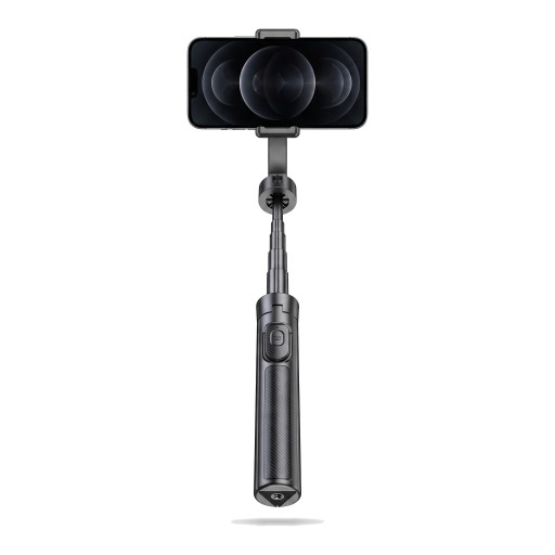 Trépied magnétique et perche à selfie 23–130 cm T18 Anneau magnétique double face Télécommande Bluetooth Aluminium Noir Pour le voyage