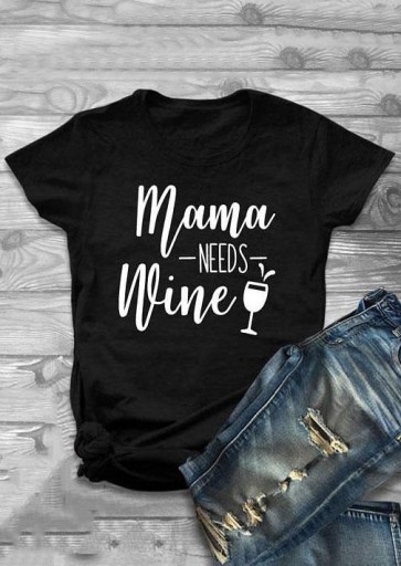 Tricou de damă cu imprimeu amuzant de vin