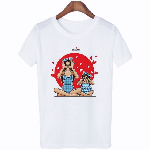 Tricou de damă cu imprimeu de mamă și fiică
