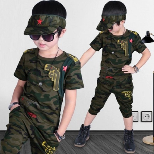 Tricou și pantaloni de camuflaj pentru băieți L1576