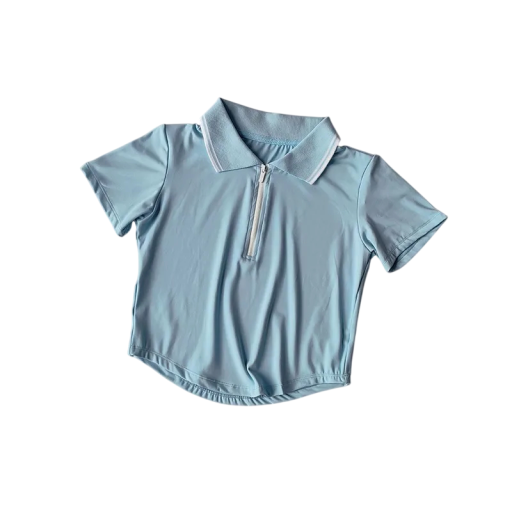 Tricou sportiv pentru femei cu guler și fermoar frontal cu mânecă scurtă, tricou funcțional elastic pentru sport și activități recreative