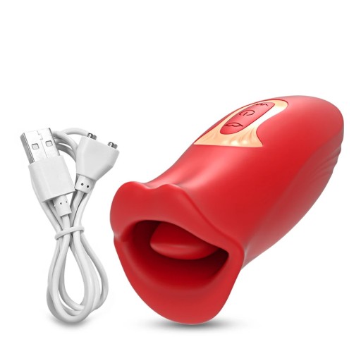 Trillende vrouwenversierder met realistische mond en beweegbare tong, zuigkracht en meer dan 10 vibratiestanden, USB-oplaadfunctie, discrete verpakking